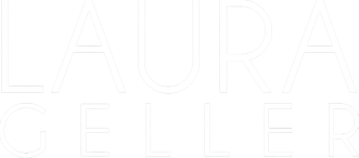 White text reading 'LAURA GELLER' on a black background.